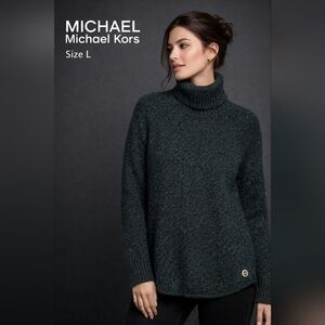 Michael  Michael Kors Women’s Dark Green Turtleneck Knit Sweater Size L